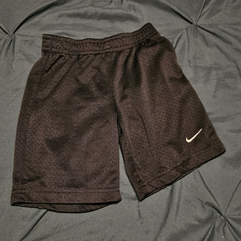 Nike Black Mesh Shorts with White Swoosh Accent